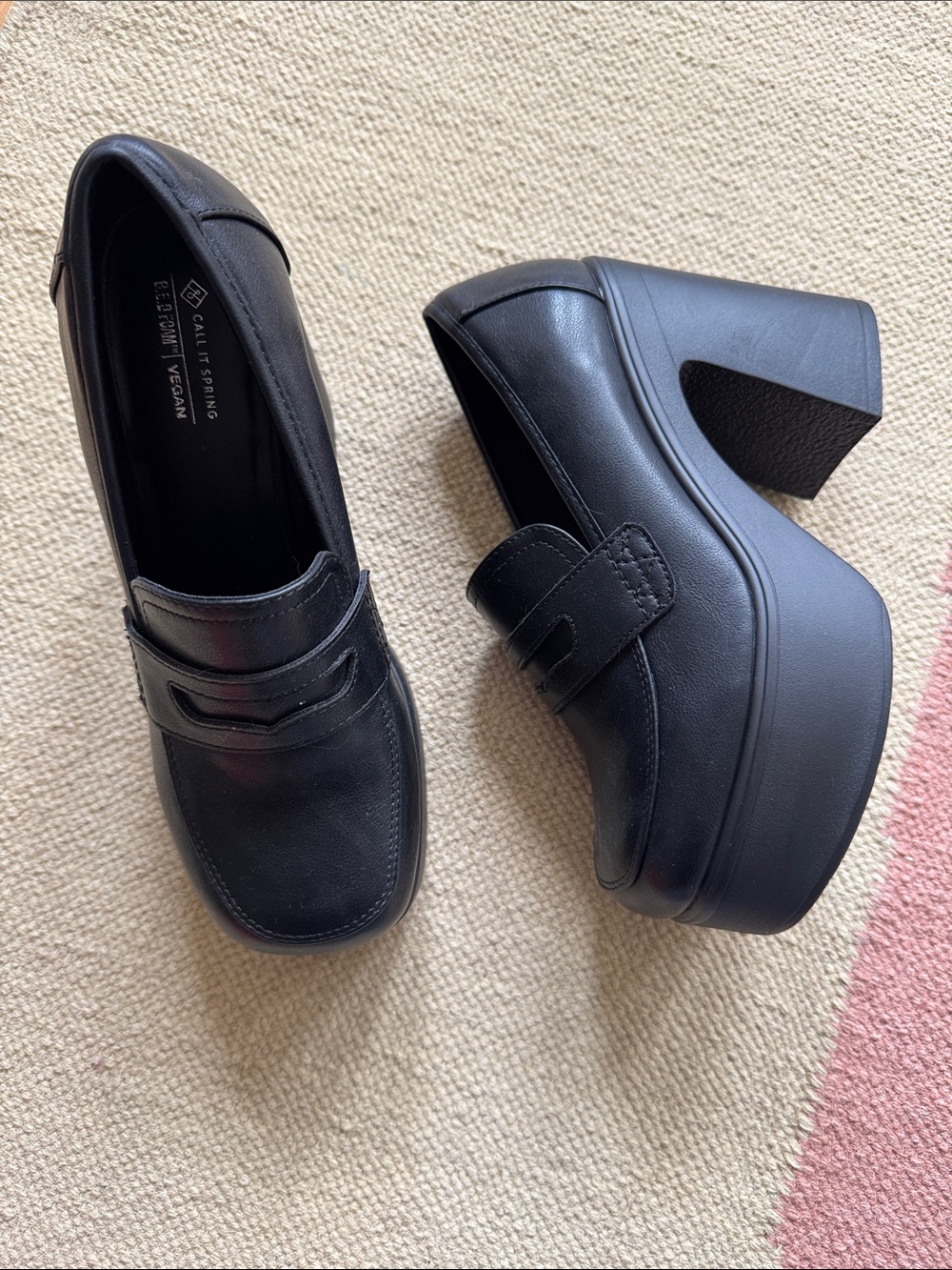 Call It Spring Black Slip-On Faux Leather Loafers